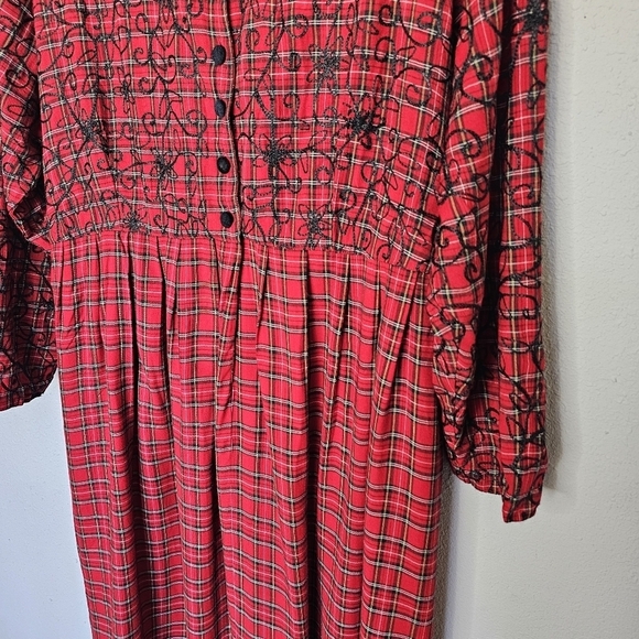 Country Wear Clothing Company Red Black Vintage 90s Plaid Embroidered‎ Size 20W - Picture 5 of 14